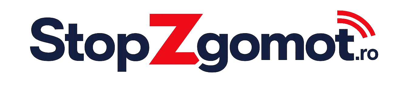 Logo StopZgomot.ro, brand specializat în sisteme profesionale de izolare fonică pentru apartamente, case și spații comerciale.